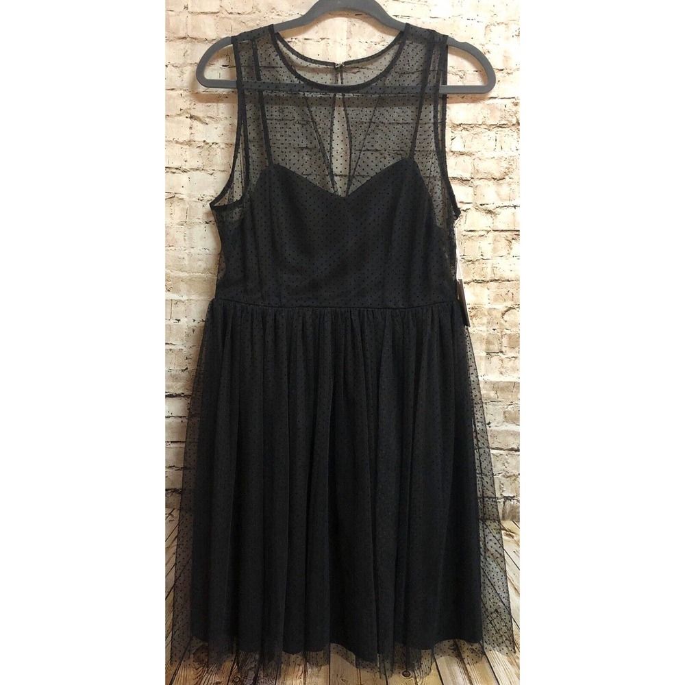 NEW! LC LAUREN CONRAD BLACK MIDNIGHT GARDEN TULLE DRESS FIT/FLARE SIZE 8